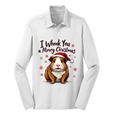 Guinea Pig I Wheek You A Merry Christmas Guinea Pigs Silk Touch Performance Long Sleeve Polo