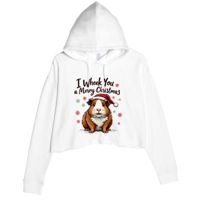 Guinea Pig I Wheek You A Merry Christmas Guinea Pigs Crop Fleece Hoodie