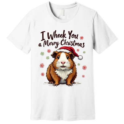 Guinea Pig I Wheek You A Merry Christmas Guinea Pigs Premium T-Shirt