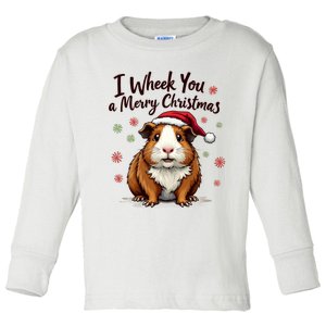 Guinea Pig I Wheek You A Merry Christmas Guinea Pigs Toddler Long Sleeve Shirt