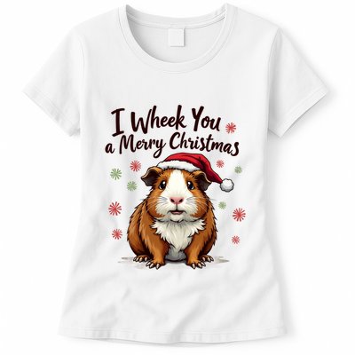 Guinea Pig I Wheek You A Merry Christmas Guinea Pigs Womens T-Shirt