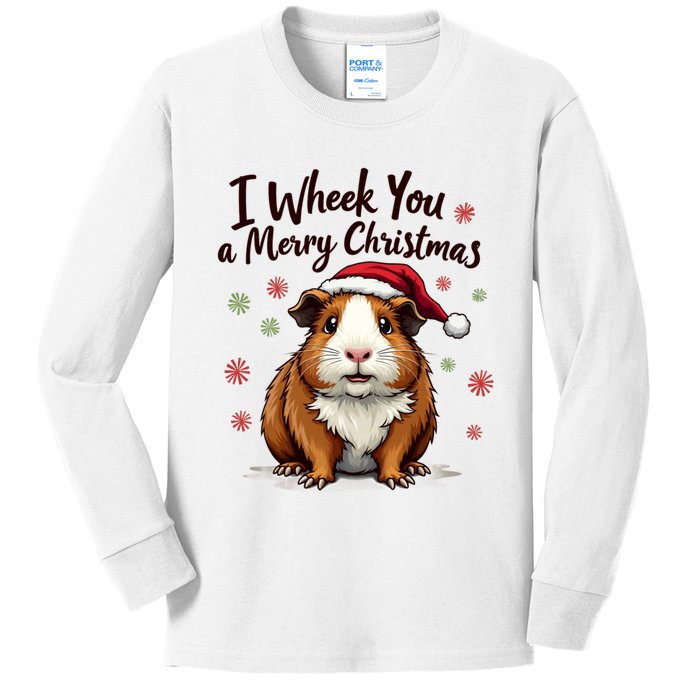 Guinea Pig I Wheek You A Merry Christmas Guinea Pigs Kids Long Sleeve Shirt