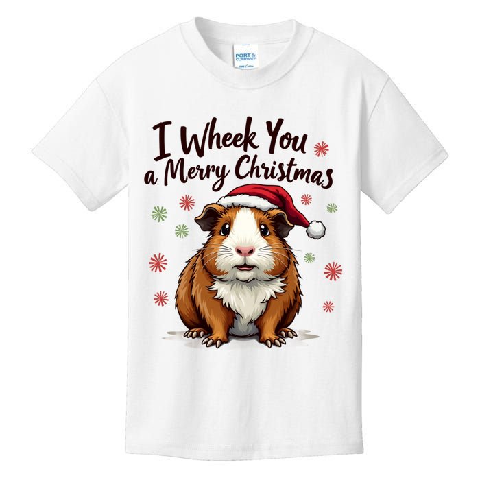 Guinea Pig I Wheek You A Merry Christmas Guinea Pigs Kids T-Shirt