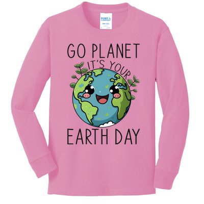 Go Planet Its Your Earth Day 2024 Teacher Kids Long Sleeve Shirt