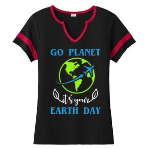 Go Planet It's Your Earth Day Ladies Halftime Notch Neck Tee