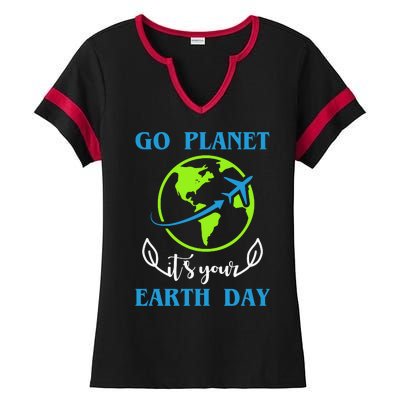 Go Planet It's Your Earth Day Ladies Halftime Notch Neck Tee