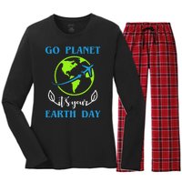 Go Planet It's Your Earth Day Women's Long Sleeve Flannel Pajama Set 