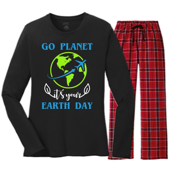 Go Planet It's Your Earth Day Women's Long Sleeve Flannel Pajama Set 