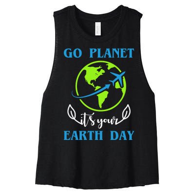 Go Planet It's Your Earth Day Women's Racerback Cropped Tank