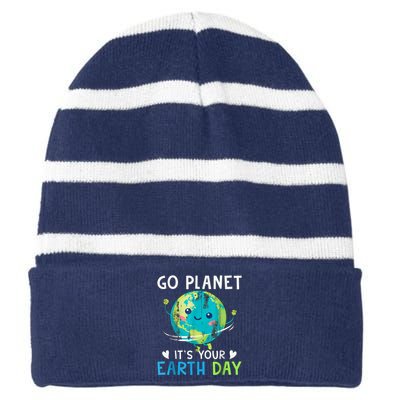 Go Planet It's Your Earth Day Striped Beanie with Solid Band