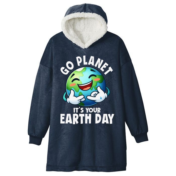 Go Planet ItS Your Earth Day Cute Earth Hooded Wearable Blanket