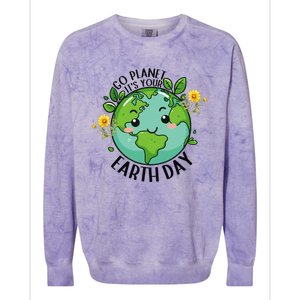 Go Planet Its Your Earth Day 2024 Teacher Cute Earth Colorblast Crewneck Sweatshirt