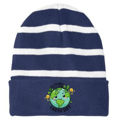 Go Planet Its Your Earth Day 2024 Teacher Cute Earth Striped Beanie with Solid Band