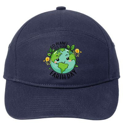 Go Planet Its Your Earth Day 2024 Teacher Cute Earth 7-Panel Snapback Hat