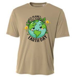 Go Planet Its Your Earth Day 2024 Teacher Cute Earth Cooling Performance Crew T-Shirt