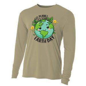 Go Planet Its Your Earth Day 2024 Teacher Cute Earth Cooling Performance Long Sleeve Crew