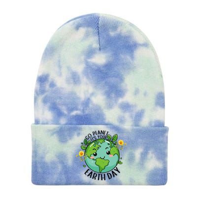 Go Planet Its Your Earth Day 2024 Teacher Cute Earth Tie Dye 12in Knit Beanie