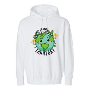 Go Planet Its Your Earth Day 2024 Teacher Cute Earth Garment-Dyed Fleece Hoodie