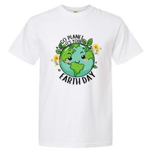 Go Planet Its Your Earth Day 2024 Teacher Cute Earth Garment-Dyed Heavyweight T-Shirt