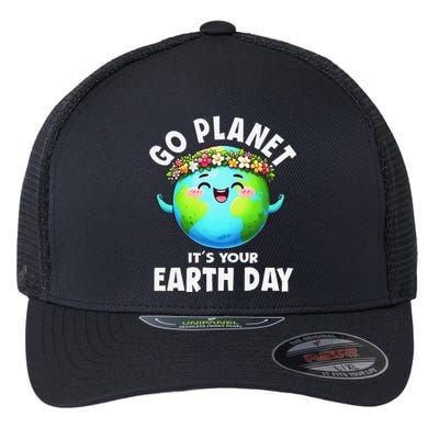 Go Planet ItS Your Earth Day Cute Earth Flexfit Unipanel Trucker Cap