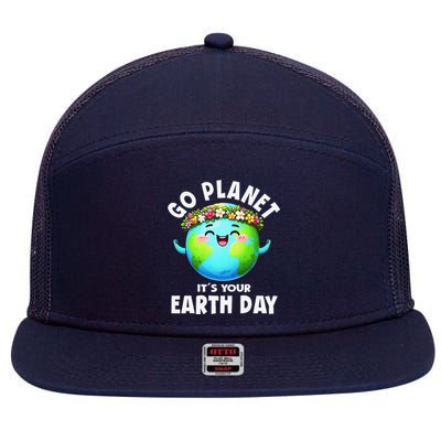 Go Planet ItS Your Earth Day Cute Earth 7 Panel Mesh Trucker Snapback Hat