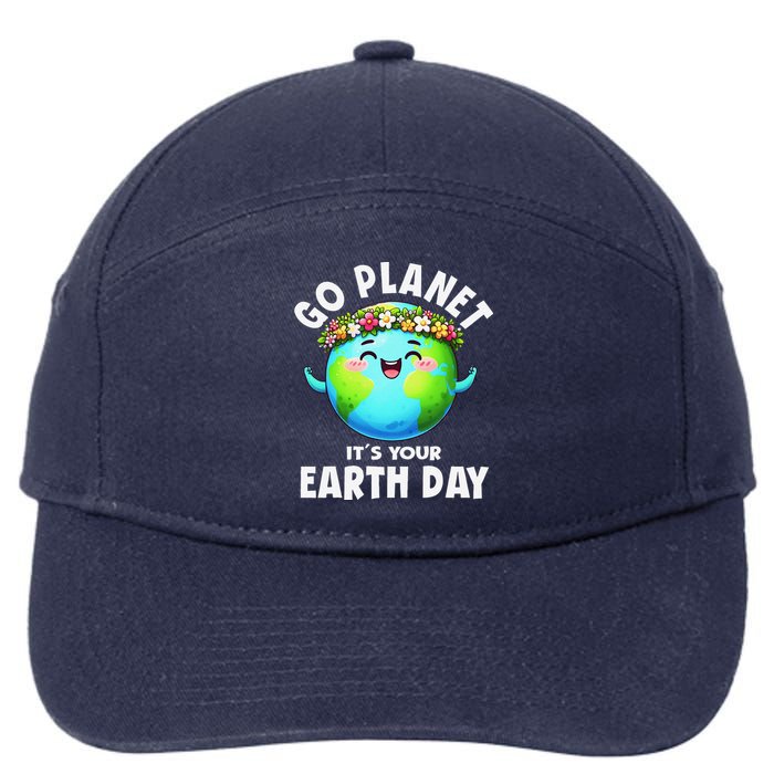 Go Planet ItS Your Earth Day Cute Earth 7-Panel Snapback Hat