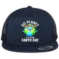 Go Planet ItS Your Earth Day Cute Earth Flat Bill Trucker Hat