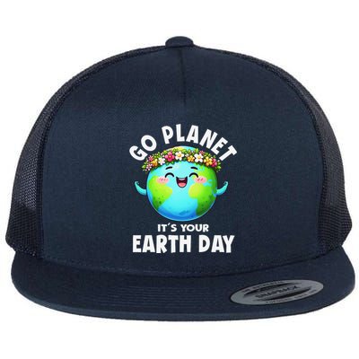 Go Planet ItS Your Earth Day Cute Earth Flat Bill Trucker Hat