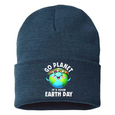 Go Planet ItS Your Earth Day Cute Earth Sustainable Knit Beanie