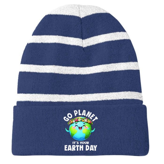 Go Planet ItS Your Earth Day Cute Earth Striped Beanie with Solid Band