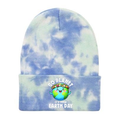 Go Planet ItS Your Earth Day Cute Earth Tie Dye 12in Knit Beanie