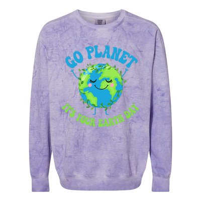 Go Planet It's Your Earth Day Environment Funny Colorblast Crewneck Sweatshirt