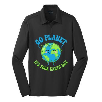 Go Planet It's Your Earth Day Environment Funny Silk Touch Performance Long Sleeve Polo