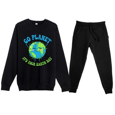 Go Planet It's Your Earth Day Environment Funny Premium Crewneck Sweatsuit Set