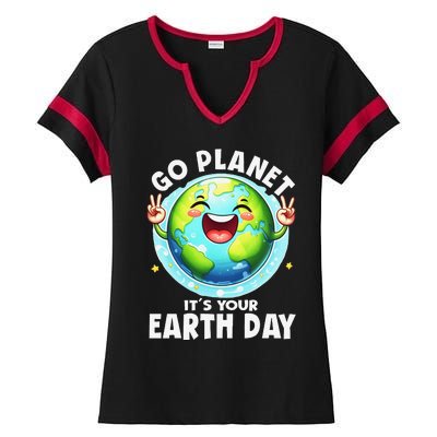 Go Planet ItS Your Earth Day Cute Earth Ladies Halftime Notch Neck Tee