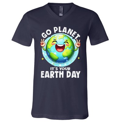 Go Planet ItS Your Earth Day Cute Earth V-Neck T-Shirt