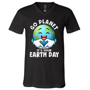 Go Planet ItS Your Earth Day Cute Earth V-Neck T-Shirt