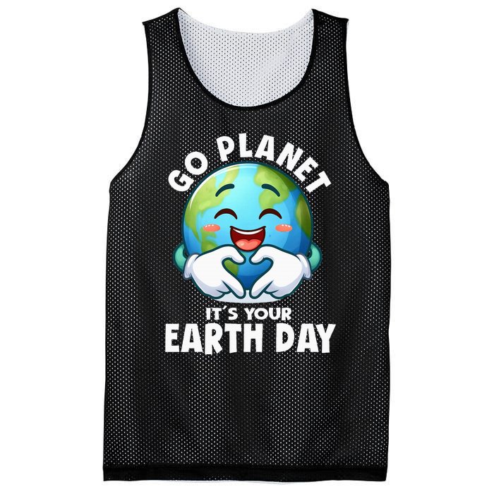 Go Planet ItS Your Earth Day Cute Earth Mesh Reversible Basketball Jersey Tank