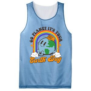 Go Planet Its Your Earth Day Teacher Groovy Environment Mesh Reversible Basketball Jersey Tank