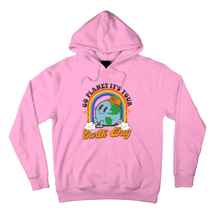 Go Planet Its Your Earth Day Teacher Groovy Environment Hoodie