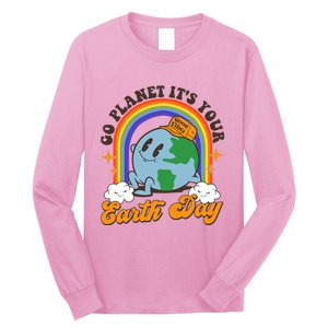 Go Planet Its Your Earth Day Teacher Groovy Environment Long Sleeve Shirt