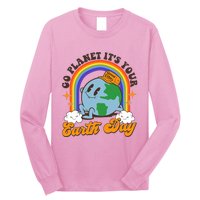 Go Planet Its Your Earth Day Teacher Groovy Environment Long Sleeve Shirt