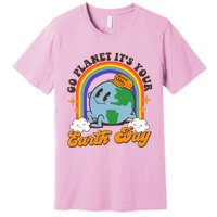 Go Planet Its Your Earth Day Teacher Groovy Environment Premium T-Shirt