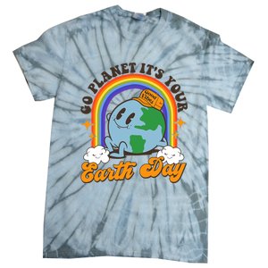 Go Planet Its Your Earth Day Teacher Groovy Environment Tie-Dye T-Shirt