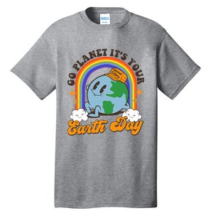 Go Planet Its Your Earth Day Teacher Groovy Environment Tall T-Shirt