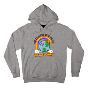 Go Planet Its Your Earth Day Teacher Groovy Environment Tall Hoodie