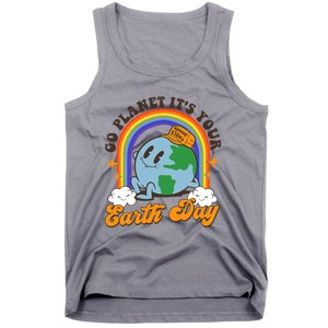 Go Planet Its Your Earth Day Teacher Groovy Environment Tank Top