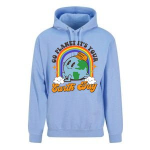 Go Planet Its Your Earth Day Teacher Groovy Environment Unisex Surf Hoodie