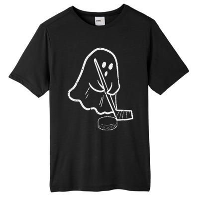 Ghost Playing Ice Hockey Pocket Halloween Costume Sports Tall Fusion ChromaSoft Performance T-Shirt