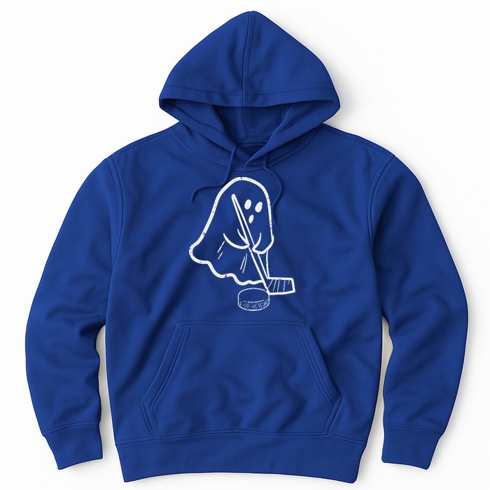 Ghost Playing Ice Hockey Pocket Halloween Costume Sports Hoodie